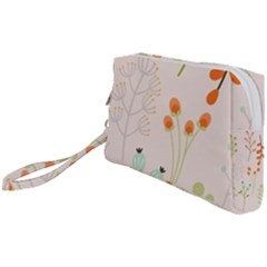 Boho Pattern Berries Flowers Nature Wristlet Pouch Bag (small) by Bedest