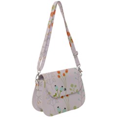 Boho Pattern Berries Flowers Nature Saddle Handbag by Bedest