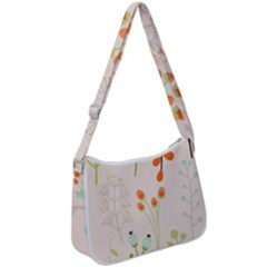 Boho Pattern Berries Flowers Nature Zip Up Shoulder Bag by Bedest