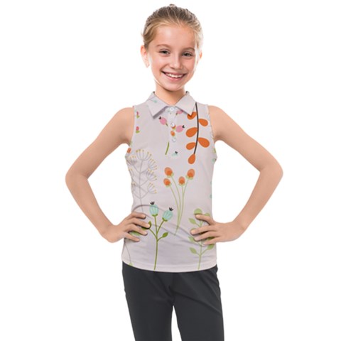 Boho Pattern Berries Flowers Nature Kids  Sleeveless Polo T-shirt by Bedest