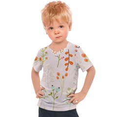 Boho Pattern Berries Flowers Nature Kids  Sports T-shirt