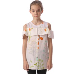 Boho Pattern Berries Flowers Nature Fold Over Open Sleeve Top by Bedest