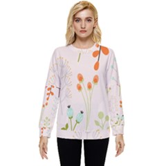 Boho Pattern Berries Flowers Nature Hidden Pocket Sweatshirt