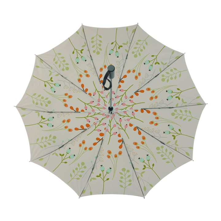 Boho Pattern Berries Flowers Nature Automatic Folding Umbrella with Case (Large)