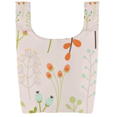 Boho Pattern Berries Flowers Nature Foldable Shopping Bag by Bedest