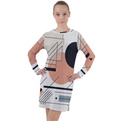 Abstract Architecture Long Sleeve Hoodie Dress