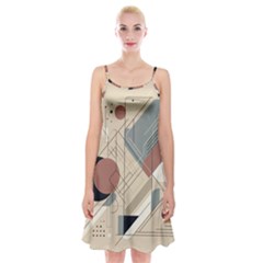 Boho Abstract Architecture Spaghetti Strap Velvet Dress