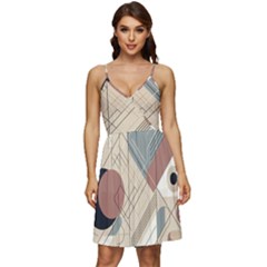 Boho Abstract Architecture V-neck Pocket Summer Dress  by Bedest