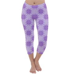 Purple Pattern Seamless Texture Mandala Capri Winter Leggings 