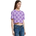 Purple Pattern Seamless Texture Mandala Women s Round Neck Short Sleeve Crop Top View3