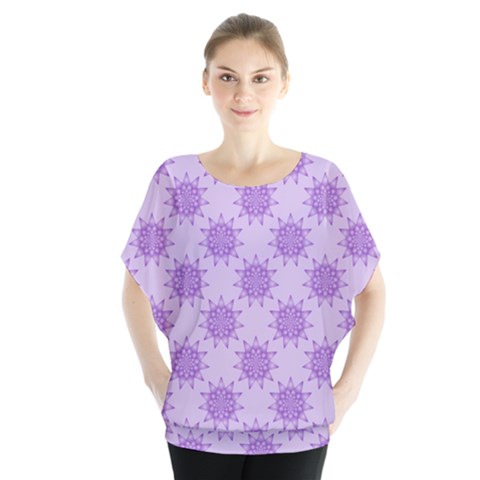 Purple Pattern Seamless Texture Mandala Batwing Chiffon Blouse by Bedest