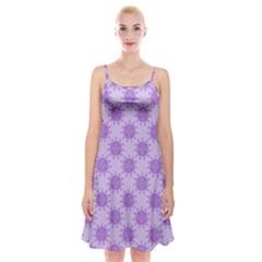 Purple Pattern Seamless Texture Mandala Spaghetti Strap Velvet Dress