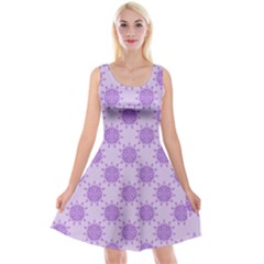 Purple Pattern Seamless Texture Mandala Reversible Velvet Sleeveless Dress