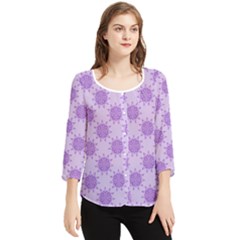 Purple Pattern Seamless Texture Mandala Chiffon Quarter Sleeve Blouse by Bedest