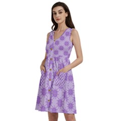 Purple Pattern Seamless Texture Mandala Sleeveless Dress With Pocket by Bedest