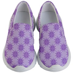 Purple Pattern Seamless Texture Mandala Kids Lightweight Slip Ons by Bedest