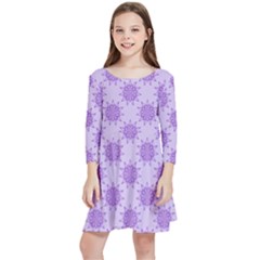 Purple Pattern Seamless Texture Mandala Kids  Quarter Sleeve Skater Dress by Bedest