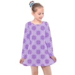 Purple Pattern Seamless Texture Mandala Kids  Long Sleeve Dress by Bedest