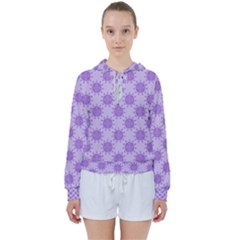 Purple Pattern Seamless Texture Mandala Women s Tie Up Sweat