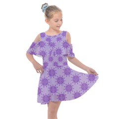 Purple Pattern Seamless Texture Mandala Kids  Shoulder Cutout Chiffon Dress by Bedest