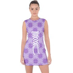 Purple Pattern Seamless Texture Mandala Lace Up Front Bodycon Dress by Bedest