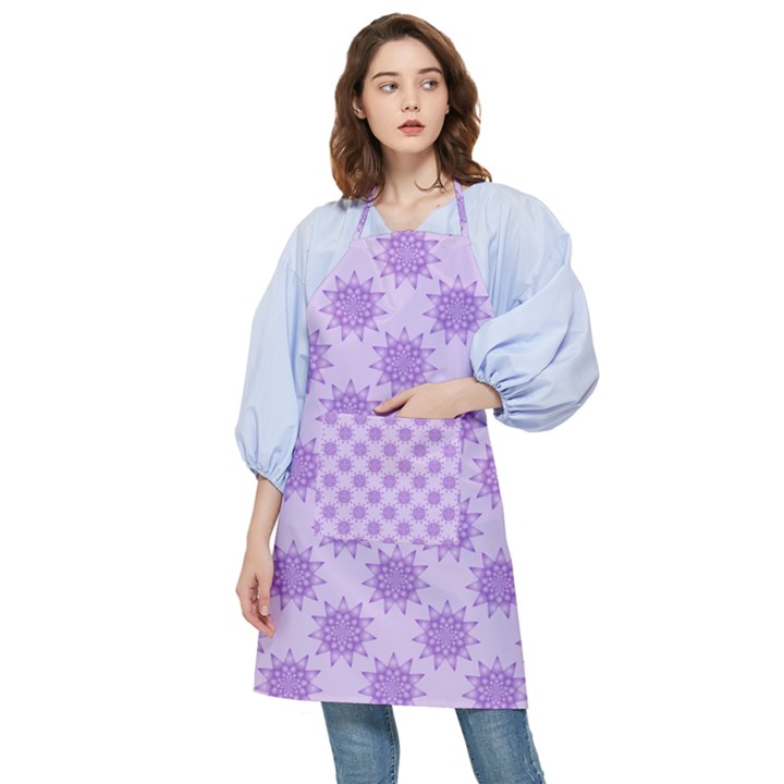 Purple Pattern Seamless Texture Mandala Pocket Apron