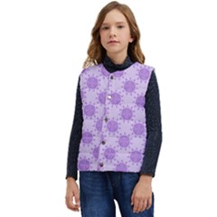 Purple Pattern Seamless Texture Mandala Kid s Button Up Puffer Vest	