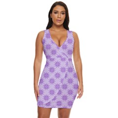 Purple Pattern Seamless Texture Mandala Draped Bodycon Dress by Bedest