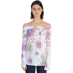 Flowers Blossom Spring Garden Off Shoulder Long Sleeve Top by Bedest