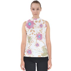 Flowers Blossom Spring Garden Mock Neck Shell Top by Bedest