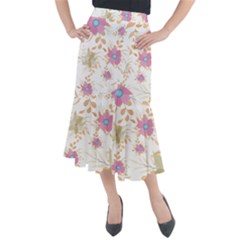 Flowers Blossom Spring Garden Midi Mermaid Skirt by Bedest