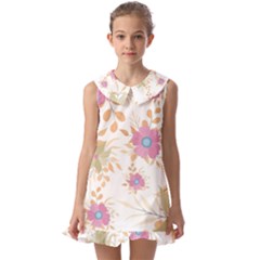 Flowers Blossom Spring Garden Kids  Pilgrim Collar Ruffle Hem Dress by Bedest