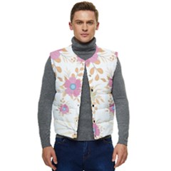 Flowers Blossom Spring Garden Men s Button Up Puffer Vest	