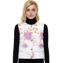 Flowers Blossom Spring Garden Women s Button Up Puffer Vest