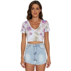 Flowers Blossom Spring Garden V-neck Crop Top by Bedest