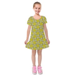 Eyes Pattern Kids  Short Sleeve Velvet Dress