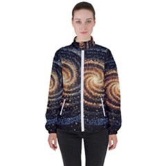 Galaxy Background Star Women s High Neck Windbreaker by Bedest