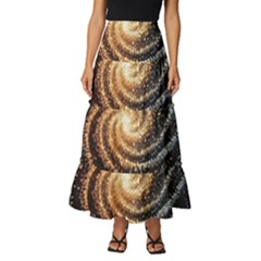 Galaxy Background Star Tiered Ruffle Maxi Skirt by Bedest