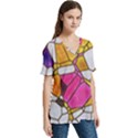 Architecture Glass Abstract Pattern V-Neck Split Shoulder Casual T-Shirt View3