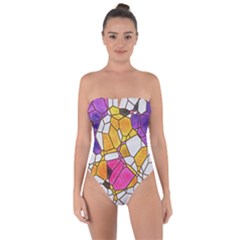 Architecture Glass Abstract Pattern Tie Back One Piece Swimsuit