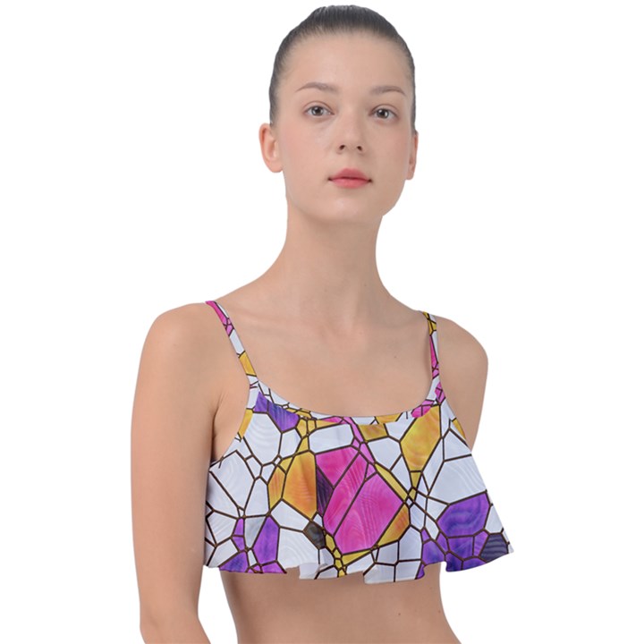 Architecture Glass Abstract Pattern Frill Bikini Top