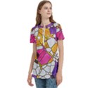 Architecture Glass Abstract Pattern Women s Zip Front V-Neck Short Sleeve Casual Top Pocket Shirt View2