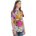 Architecture Glass Abstract Pattern Women s Zip Front V-Neck Short Sleeve Casual Top Pocket Shirt View3