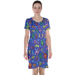 Grateful Dead Dancing Bears Pattern Short Sleeve Nightdress