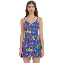 Grateful Dead Dancing Bears Pattern Body Wrap Sleeveless V-neck Mini Dress by Salmanaz77