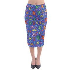 Grateful Dead Dancing Bears Pattern Midi Pencil Skirt