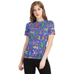 Grateful Dead Dancing Bears Pattern Women s Short Sleeve Rash Guard