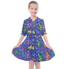 Grateful Dead Dancing Bears Pattern Kids  All Frills Chiffon Dress by Salmanaz77