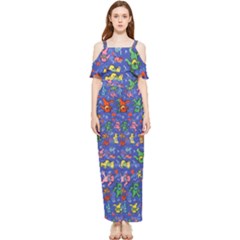 Grateful Dead Dancing Bears Pattern Draped Sleeveless Chiffon Jumpsuit by Salmanaz77