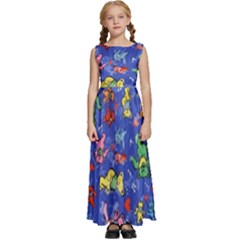 Grateful Dead Dancing Bears Pattern Kids  Satin Sleeveless Maxi Dress by Salmanaz77